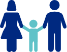 Stick figure parents and child icon
