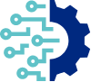 Icon of gear and electronic lines