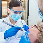 Older woman undergoing a dental checkup