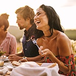 Woman enjoying a nice dinner