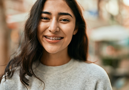 Young woman with braces